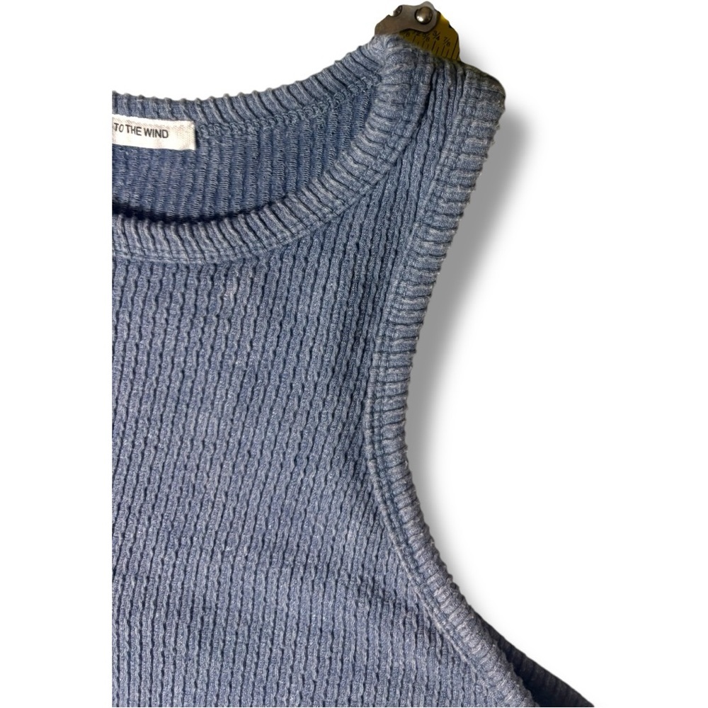 Caution To The Wind Blue Sleeveless Crewneck Casual Ribbed Knit Top - Picture 9 of 15